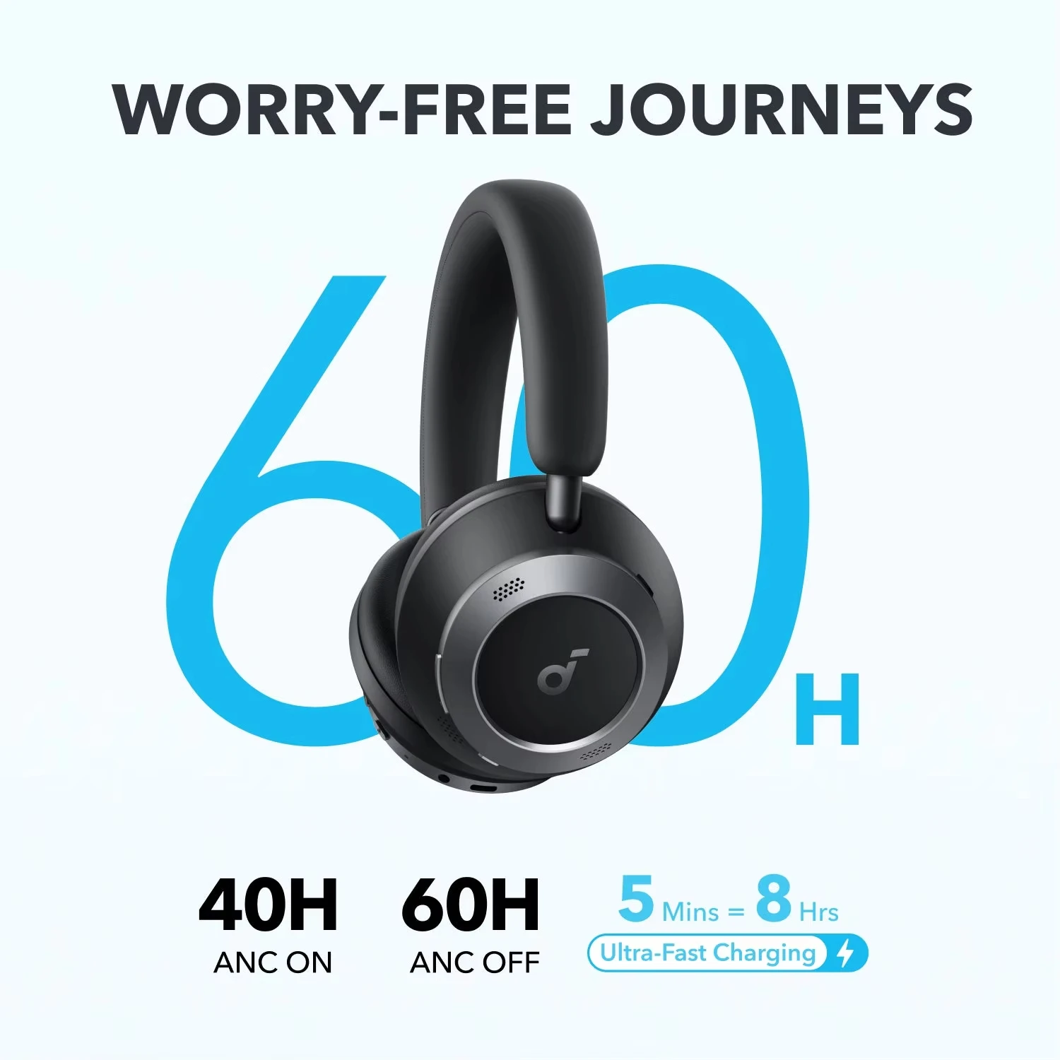 100% الأصلي Anker Soundcore Space One Pro A3062 سماعة لاسلكية تعمل بالبلوتوث وسماعة رأس سلكية فوق الأذن مرحبا الدقة ANC قابلة للطي للسفر