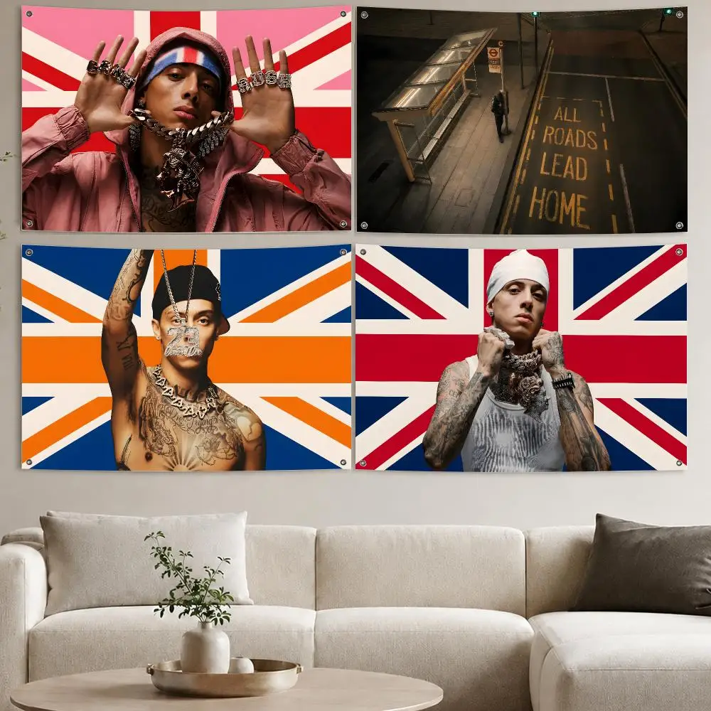 Rapper C-Central-Cee all roads lead home Flags Aesthetic Wall Tapestry Printed Wall Hanging Living Room Party Outdoor Decor