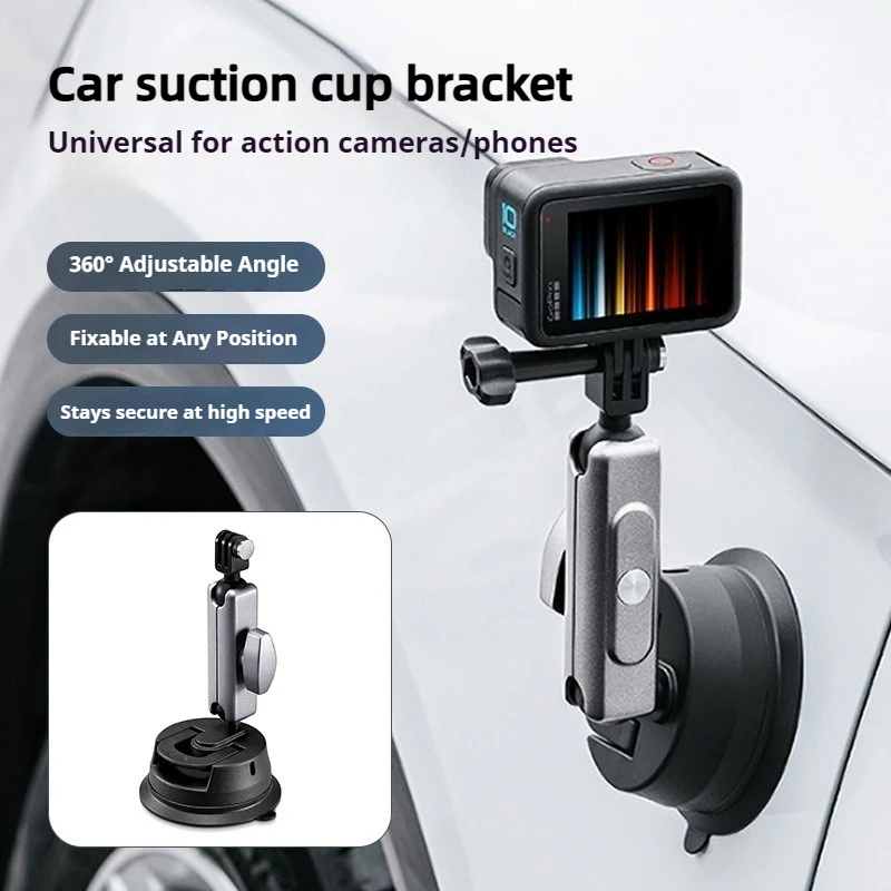 Car Phone/Camera Holder Suction Cup 360 Adjustable Mount 1/4 Standard Adapter for GoPro DJI Insta360 X3 Action Camera Accessory