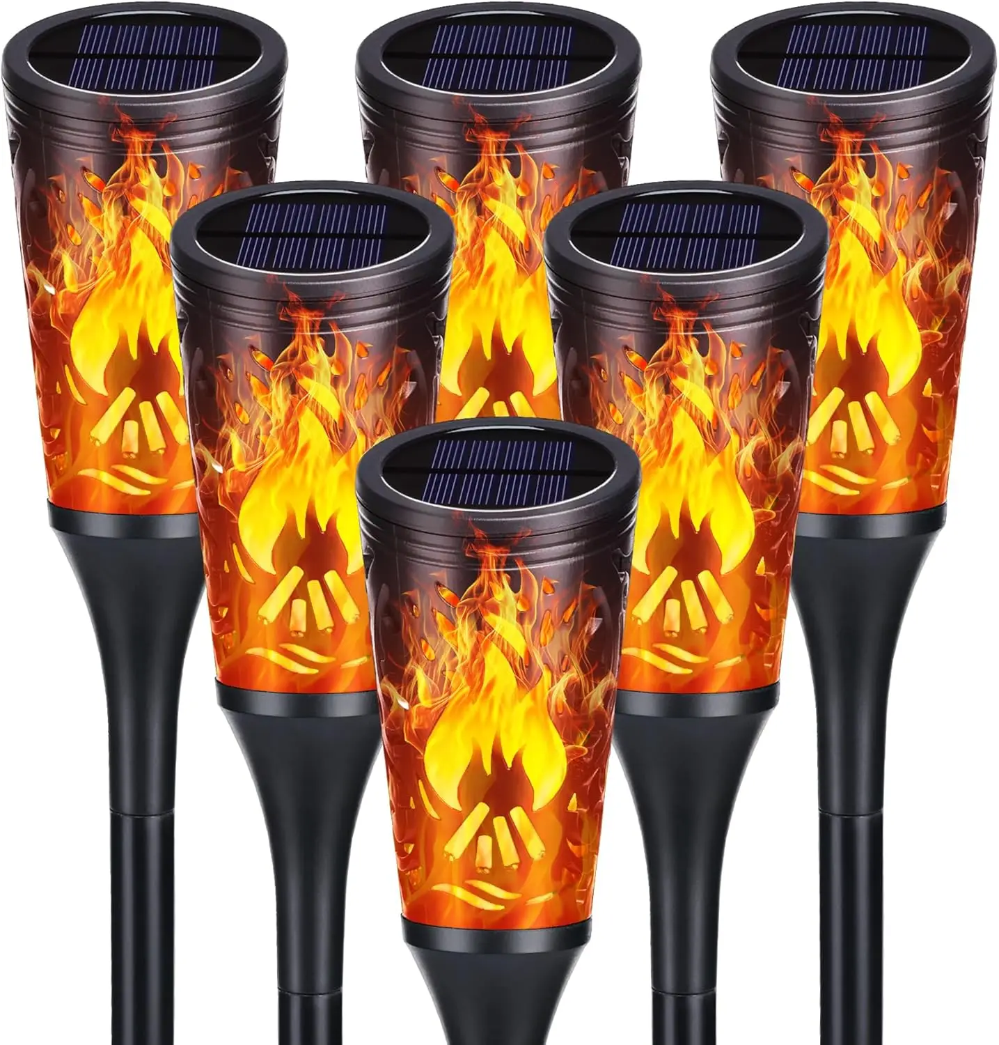 

Solar Torch Lights Outdoor 6 Pack Flickering Flame Garden Decor for Pathway Patio Lawn with Auto On/Off