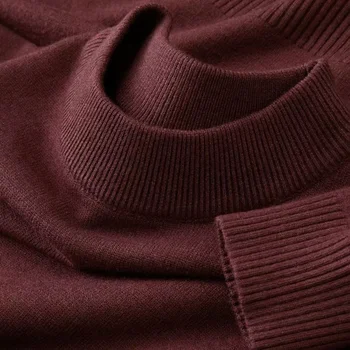 Autumn New Men's Casual Mock Turtleneck Sweater Long Sleeved Warm Pullover Basic Lightweight Street Clothing Knitted Jacket Top 3