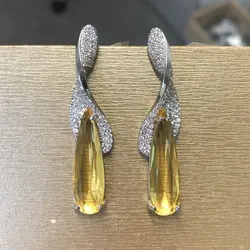 Bilincolor Fashion Cute Yellow Cubic Zirconia Earring for Women
