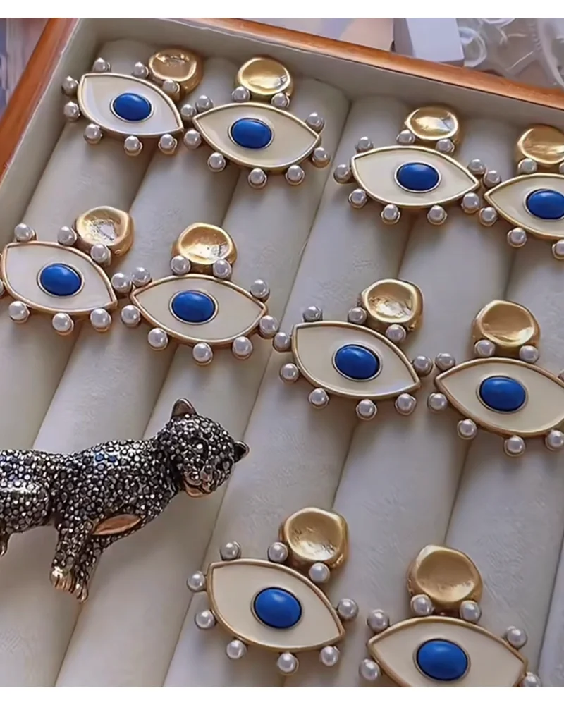 

Серьги Evil Eye & Angel Eye Pearl Surround Винтажная мода для женщин - Ювелирные изделия в стиле ретро, европейско-американский тренд, высокое качество