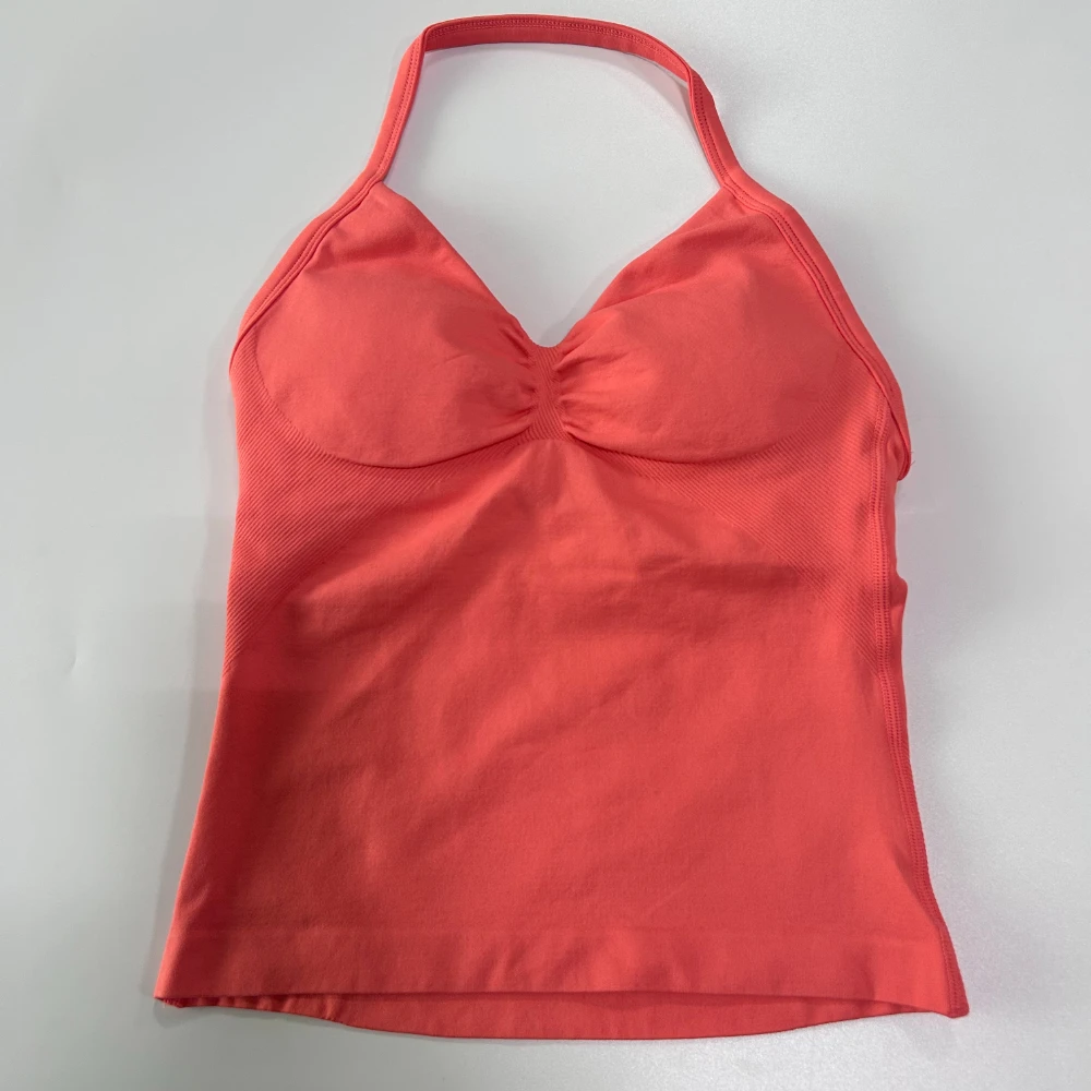 Pericic Longline Strappy Top Damen Nahtloses Yoga-Tanktop mit eingebautem BH, gerafftem Rücken, ärmelloses Shirt, Fitness-Oberteil – Detail 19