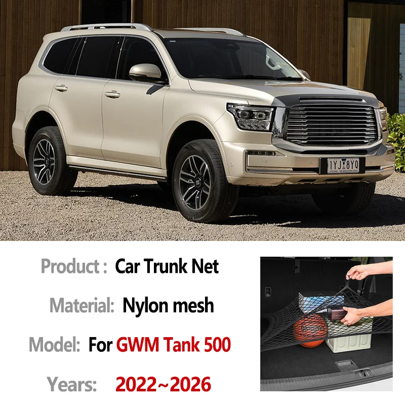 Nylon Netten Voor GWM Tank 500 P03 2022 ~ 2026 2023 2024 2025 2026 Kofferbak Netto Slijtvast Handig Elasticiteit Auto Accessoires