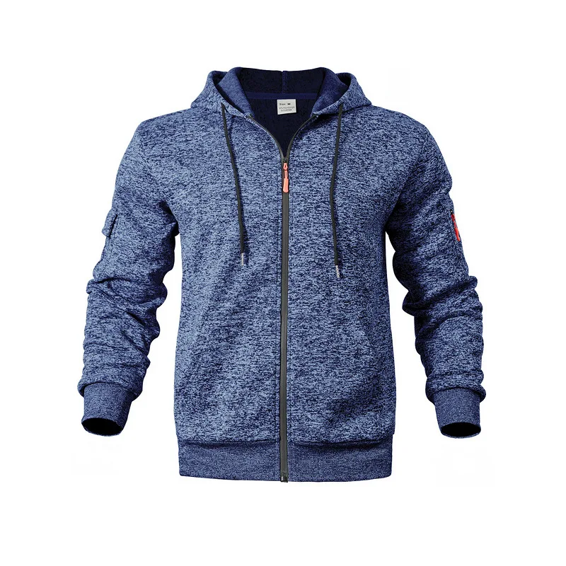 Amerikanischer Herren-Sweater aus schwerem Samt, Retro-Stil, mit kationischen Taschen, Kapuze und Reißverschluss, trendiger Sportpullover für Männer – Detail 5