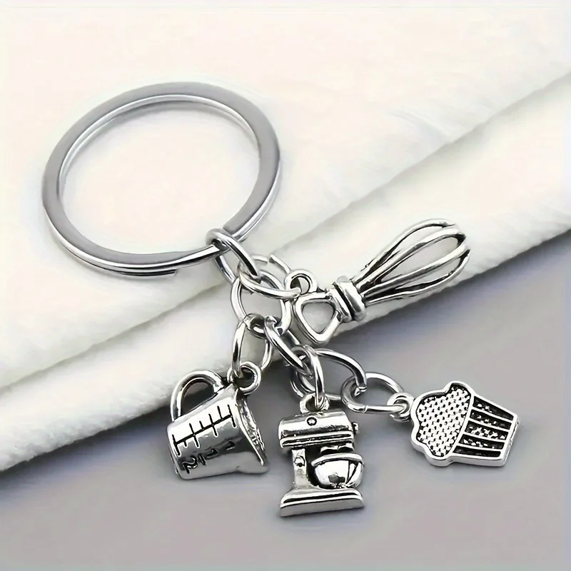 New Dessert Keychain Baking Ring Cake Beater Blender Measuring Cup Moulds Chain Dessert Chef Gifts Jewelry
