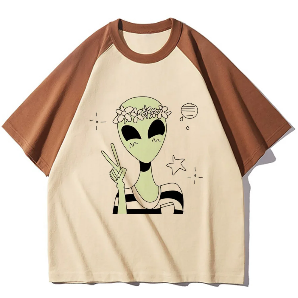 Psychedelic Alien Magic t-shirts women casual wear streetwear crew neck Tee female streetwear 2000s Japanese clothes