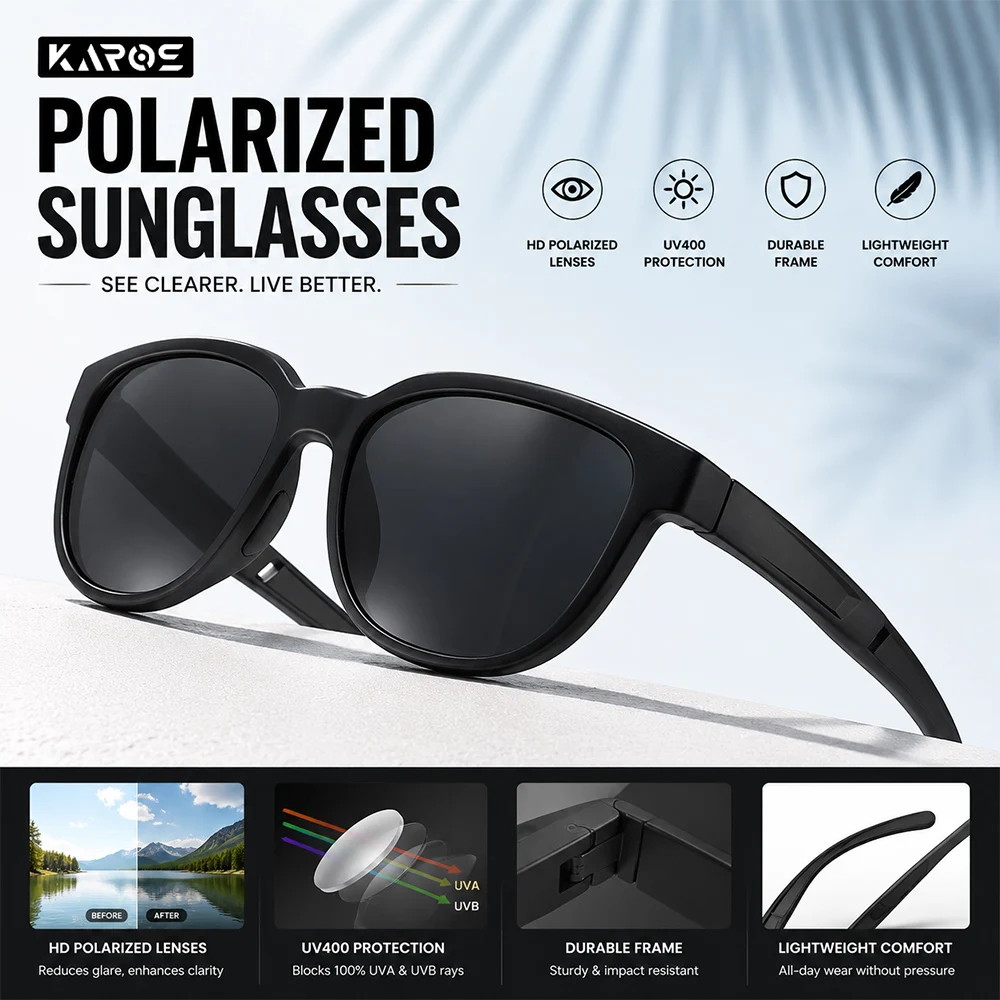 

KAROS Polarized Fishing Sun Glasses UV Protection PC Material for Men Women Outdoor Running Cycling Driving Eyewear
