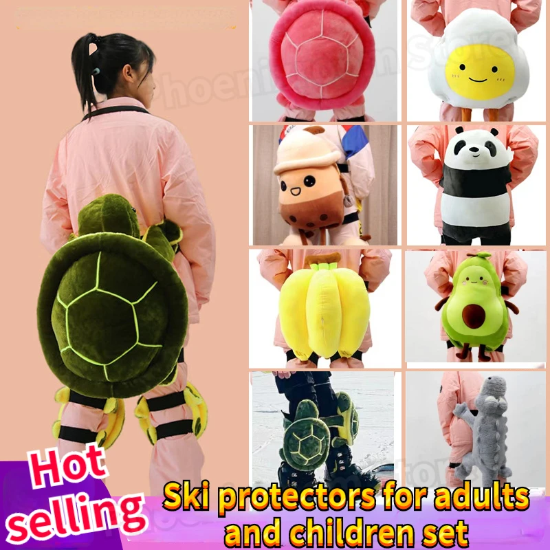 Ski Protective Gear Single Double Board Skating Cartoon Plush Anti-fall Knee Pads Elbow Pads Butt Pads for Adults Children Suit