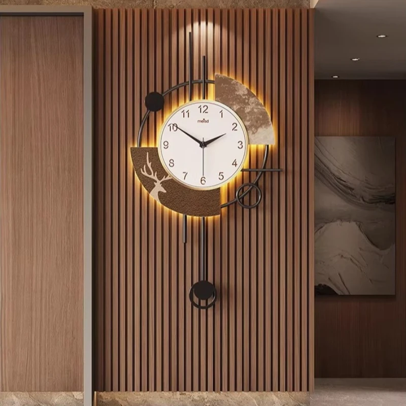 Light Luxury Living Room Sway Decoration Wall Clock LED Mute Digital Clock Metal Art Hanging Painting Wall Watch Home Decor