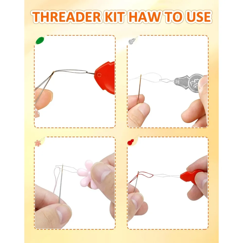 24 PCS Needle Threaders Kit, 4 Types, for Hand/Machine Sewing, w/ Clear Box.