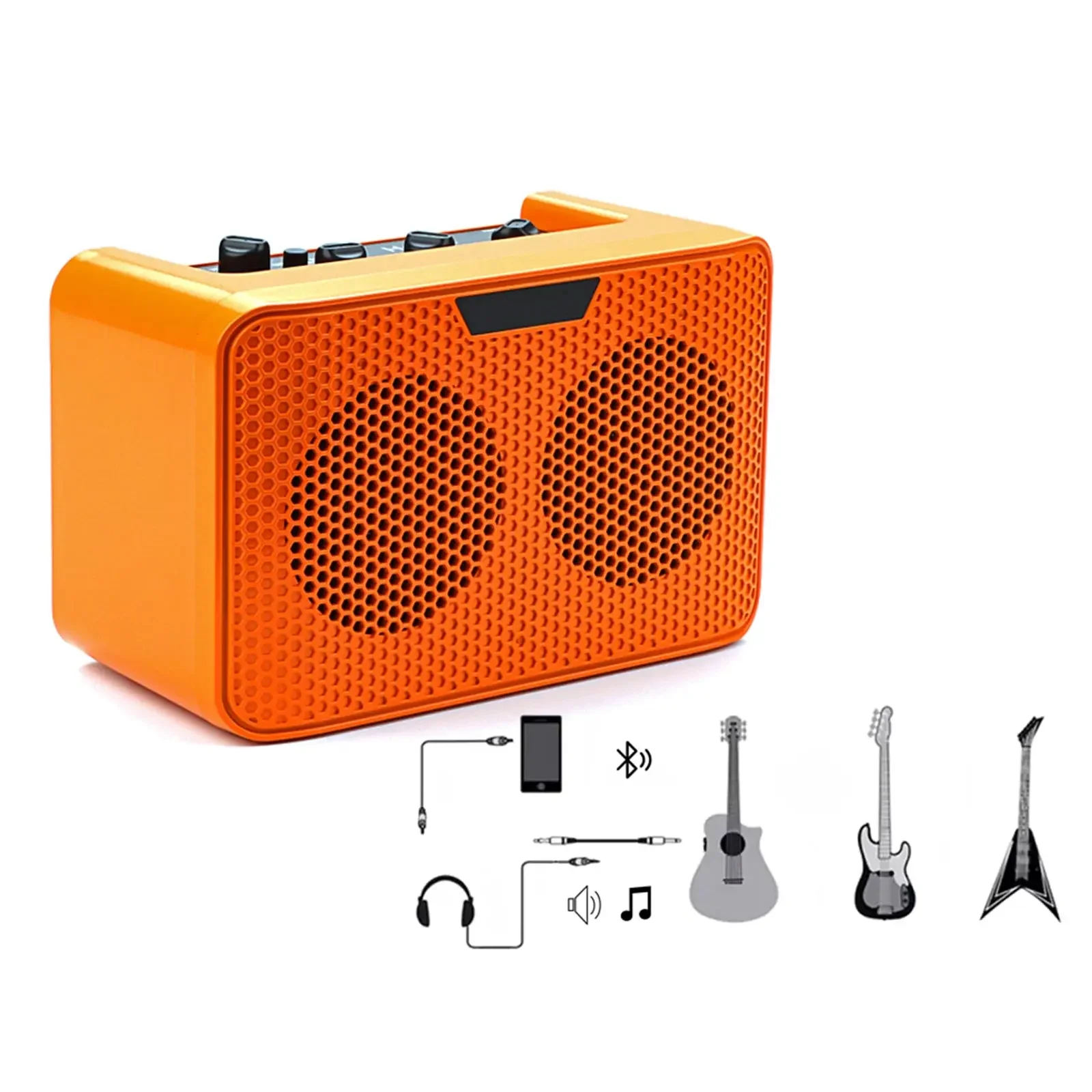 

Electric Guitar Amplifier 10 Watt Portable Rechargeable Mini Guitar Amp Multi-function Wireless Powerful Sound Speaker