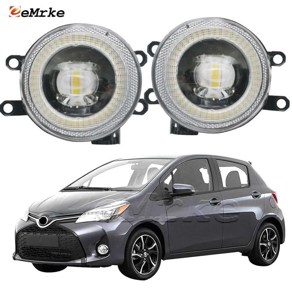 

LED Cut-Line Lens Fog Lights Headlight Lamp for Toyota Yaris Vitz 3D 5D XP13 2015 2016 2017 Angel Eye Daytime Running Lights DRL