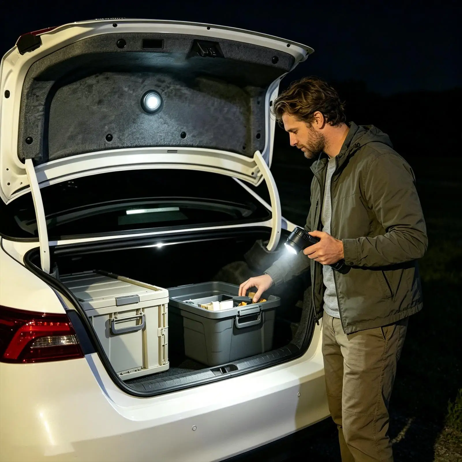 Car Trunk Sensor Light Automatic Truck Lighting LED USB Charging Lamp with Self-adhesive For Automative vehicle Roof Luggage