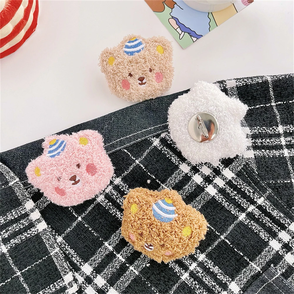 Cute Teddy Bear Brooch Plush Bear Doll Pins For Women Girls Scarf Backpack Water Cup Hanging Accessories