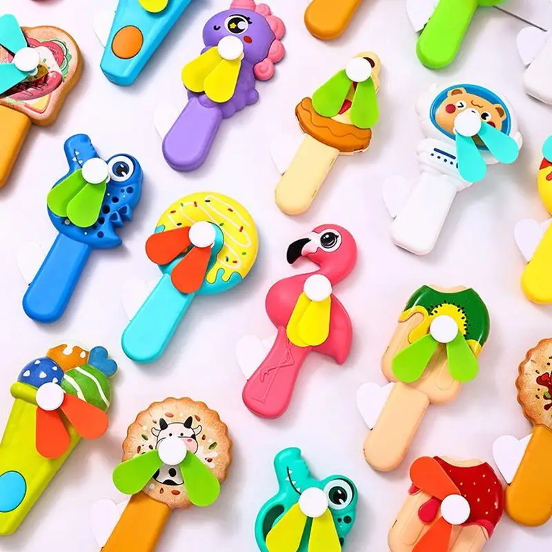 (BF06)Random 1Pc Mini Fan Cartoon Cute Ice Cream Cookies Mini Summer Portable Hand Pressure Fan Toy For Kid Adult Birthday Gift