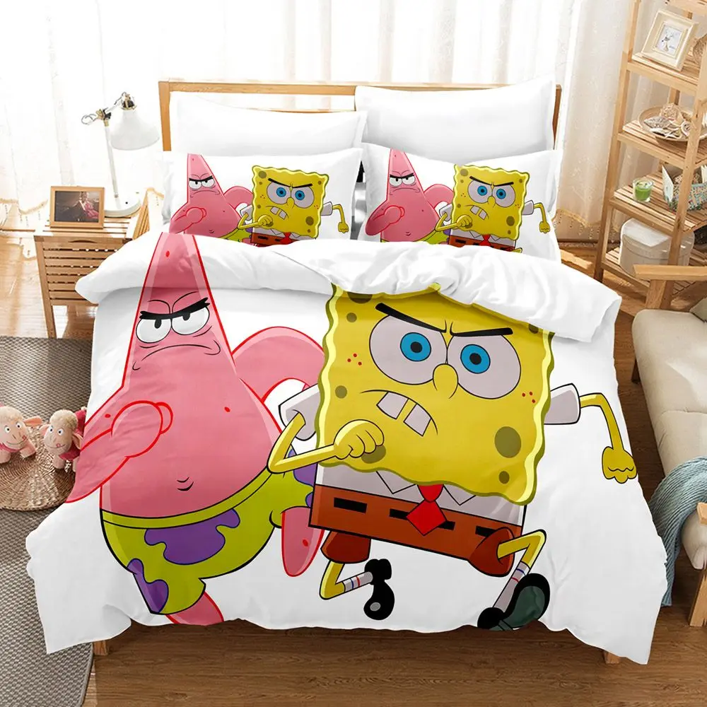 Cute Cartoon S-SpongeBob Bedding Sets Exquisite Bed Supplies Set Duvet Cover Bed Comforter Set Bedding Set Luxury Birthday Gift view 4