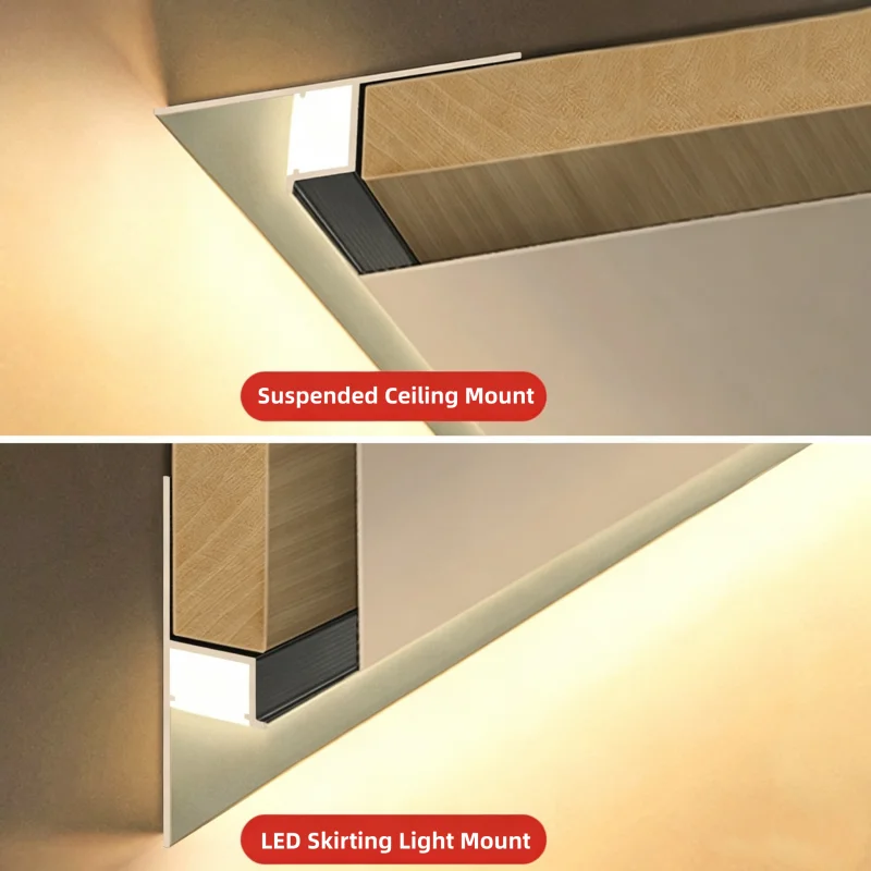 Ultra Narrow Shadow Linear Light Suspended Ceiling Edge Trim Wall Washer Channel Z-Type Reflector Profile for Home Living Decor