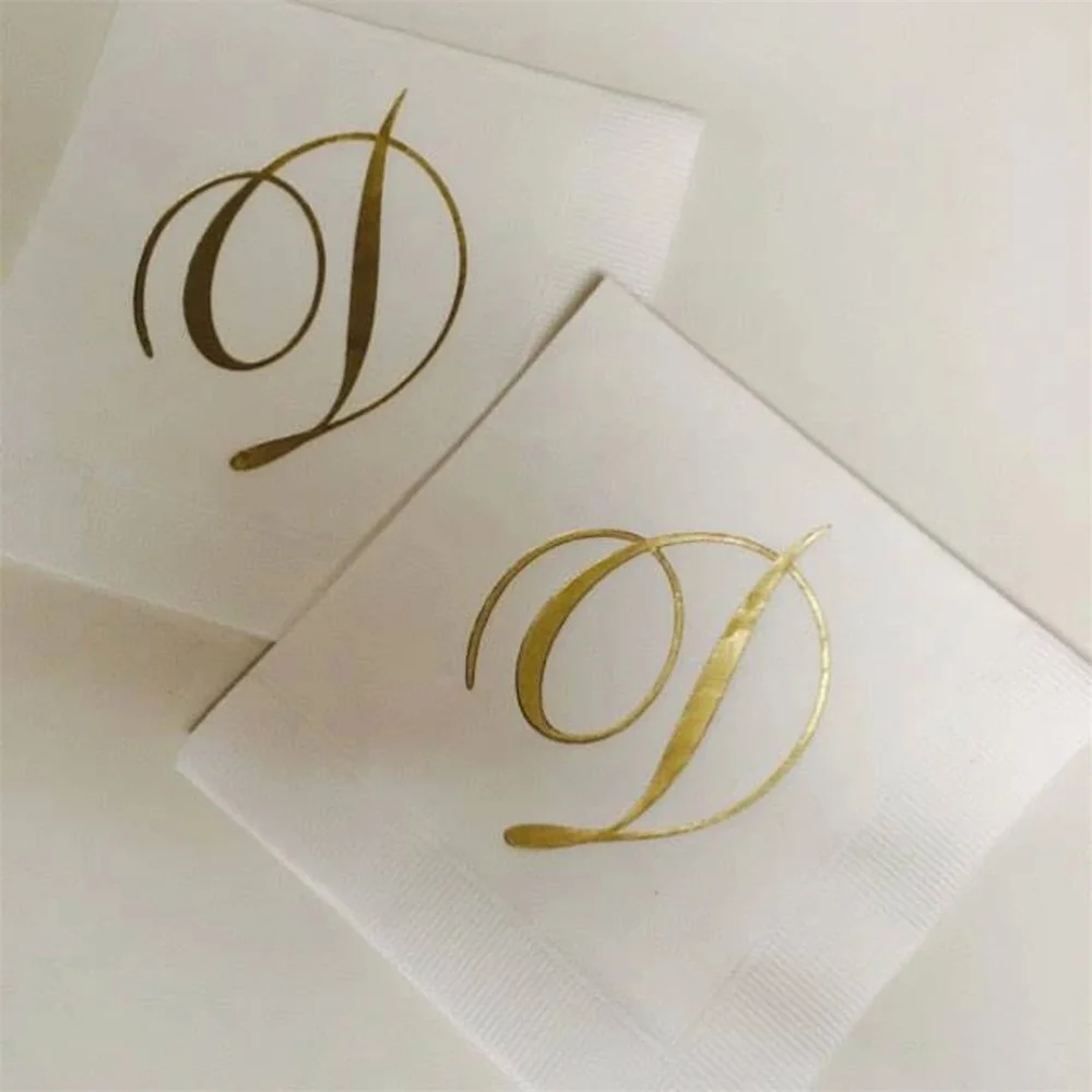 50PCS Personalized Wedding Napkins Personalized Elegant Classic Monogram Wedding Napkins Custom Monogram Initials Custom Napkins