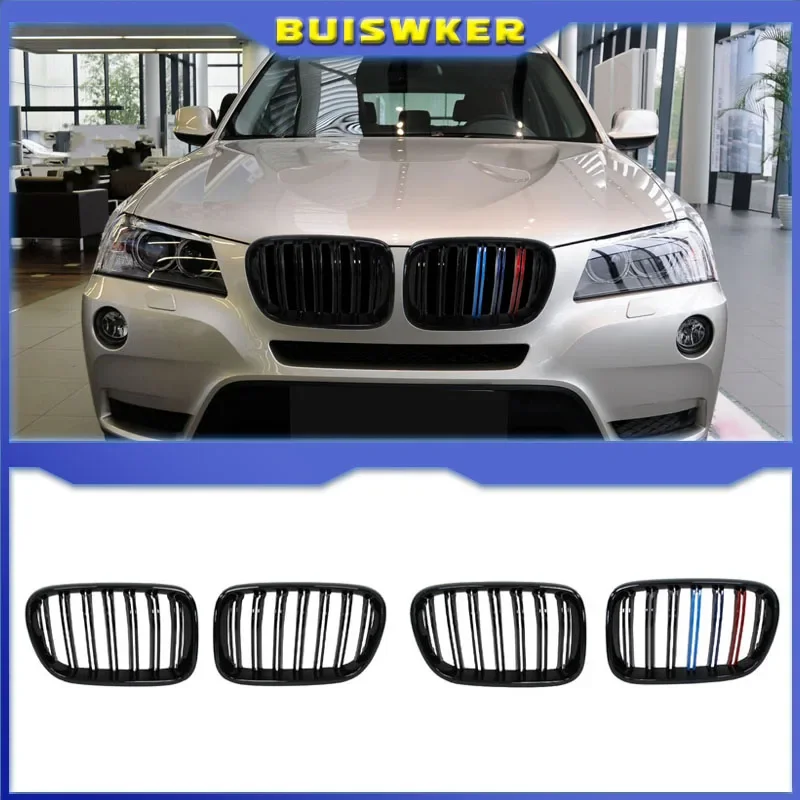 

1Pair Front Kidney Grilles Matte Gloss Black For BMW X3 F25 2010 2011 2012 2013 Replacement Racing Bumper Car Styling