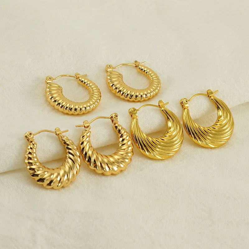 Fashion Titanium Steel Geometric Earrings 18K Gold Plated Hoop Earrings for Women Paryt Wedding Jewelry Wholesale
