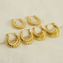 Fashion Titanium Steel Geometric Earrings 18K Gold Plated Hoop Earrings for Women Paryt Wedding Jewelry Wholesale