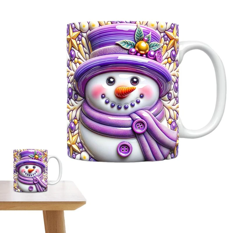 Christmas Themed Coffee Mugs Snowman Coffee Cup For Hot Chocolate Visual Effect Pattern Ceramic Water Cup Festival Mug