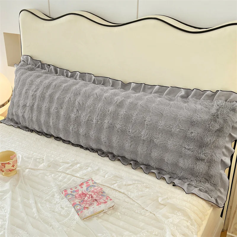 1PC Korean Style Lace Ruffle Soft Long Pillowcase for Bed Winter Thick Velvet Pillow Cover Lover Couple Sleeping Pillow Cases