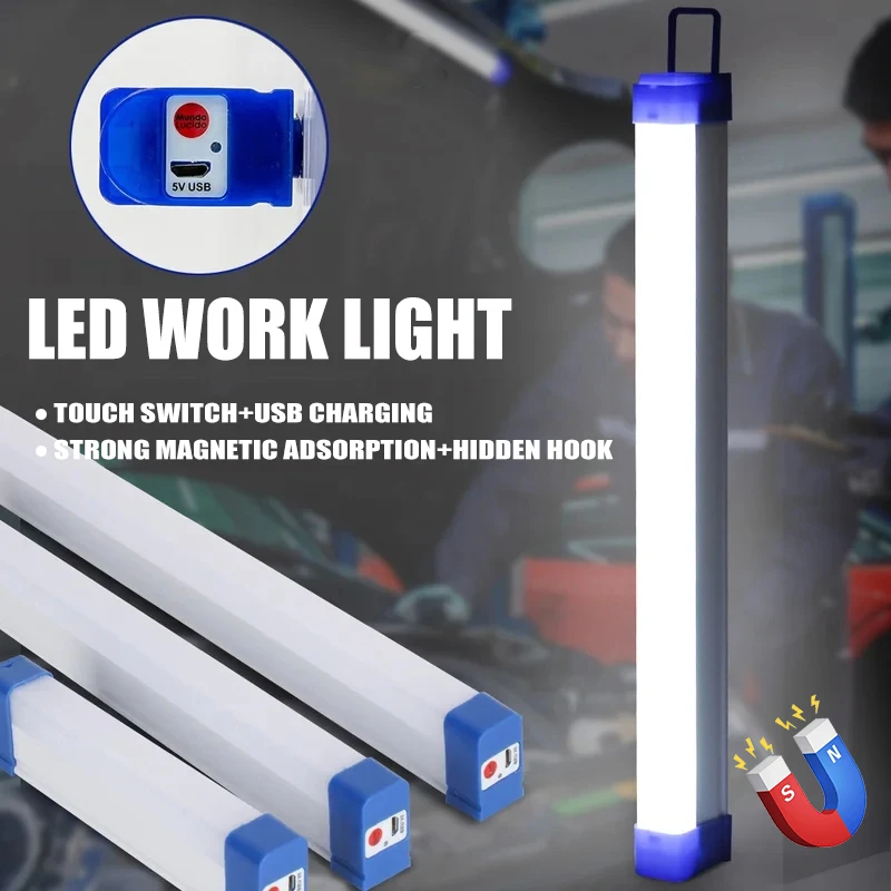 

LED Tube Multifunctional Magnetic USB Charging Emergency Work Light Outdoor Portable Camping Flashlight Hanging Tent Lamp