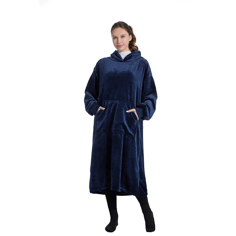 

Winter New Women's Velvet Thick Long Hooded Home Sleeping Robe Large Warm Hoodie Comfortable and Warm Lazy Thick Hoodie