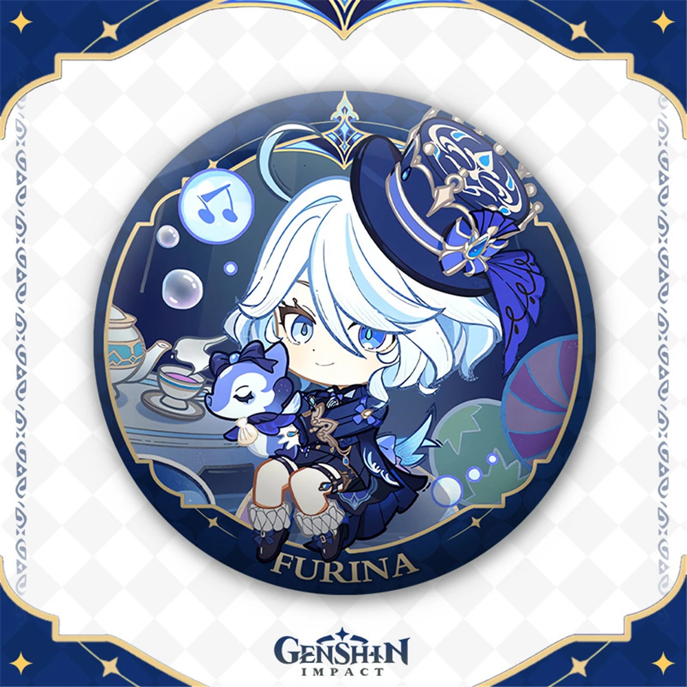 55Mm Game Genshin Impact Alhaitham Faruzan Furina Lyney Wriothesley Zwerver Cosplay Badge Pin Sptinplaat Broche Accessoires