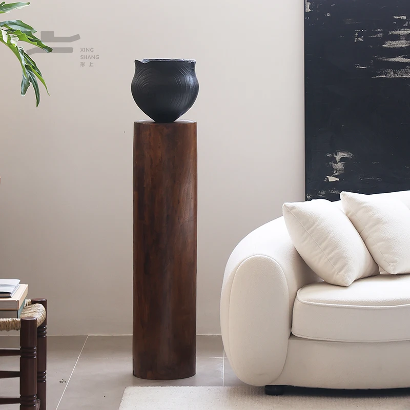 

Shaped medieval solid wood pier base circular pillar sculpture table bed and breakfast living room sofa side installation