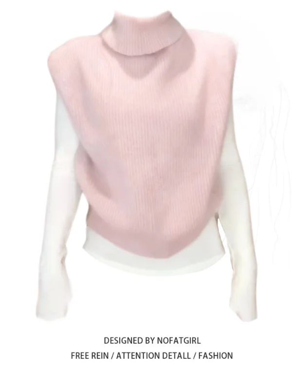 

Женский корейский вязаный жилет больших размеров с высоким воротником, свитер, осень-зима, дизайнерский многослойный топ Fat Sister