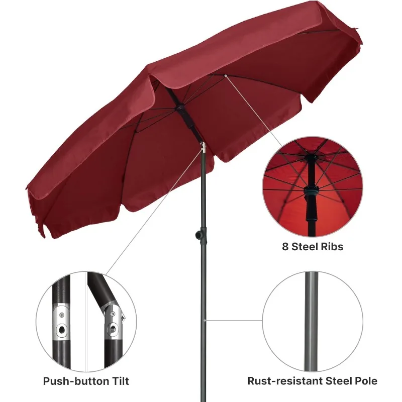 Patio Umbrella, 6.5 ft Outdoor Table Umbrella with Tilt Steel Pole, UPF50+ Protection, Great for Outdoor Garden Backyard