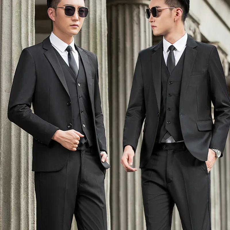 

2025 Autumn Spring Men Sets High-quality Slim Long Sleeve Male Suit Single-breasted Solid Color Business Casual Man Outfit