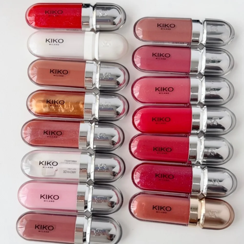 Kiko 3D Mirror Lip Glaze Waterproof Non Fading and Non Stick Cup Gentle Bean Paste Color Fine Shiny Point Charm Rose Red Makeup