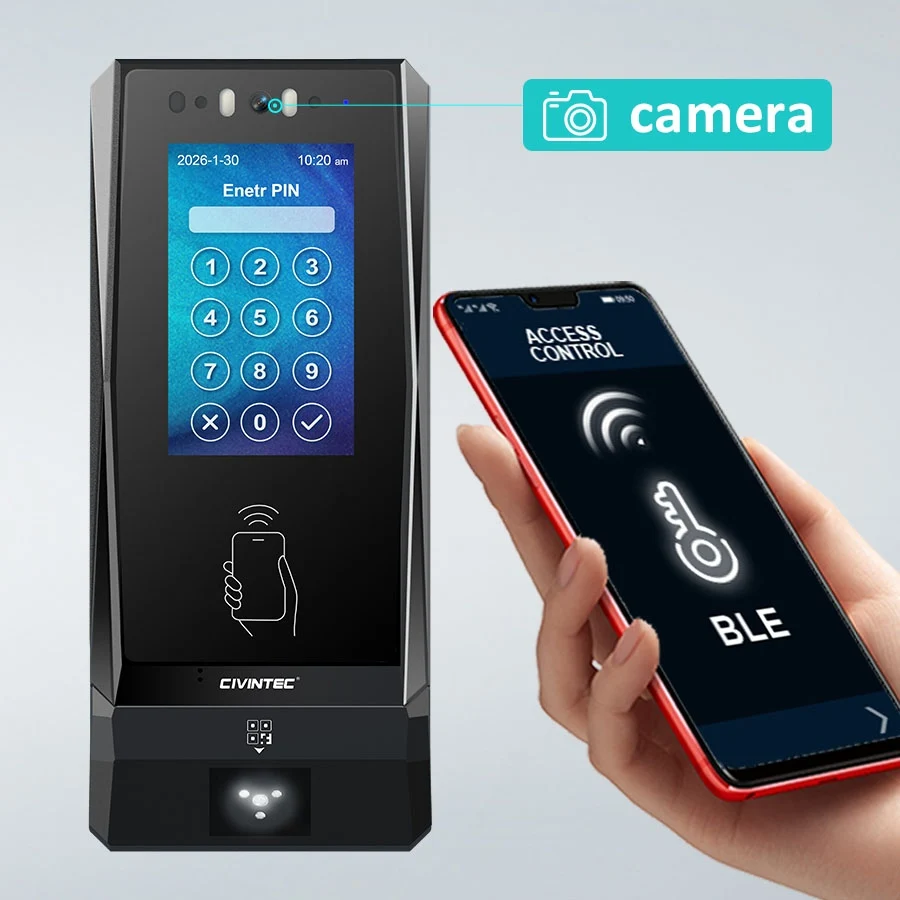 CT10 Wireless Facial Recognition Access Control Systems Products Time Attendance Machine With RFID Tracking System For Door