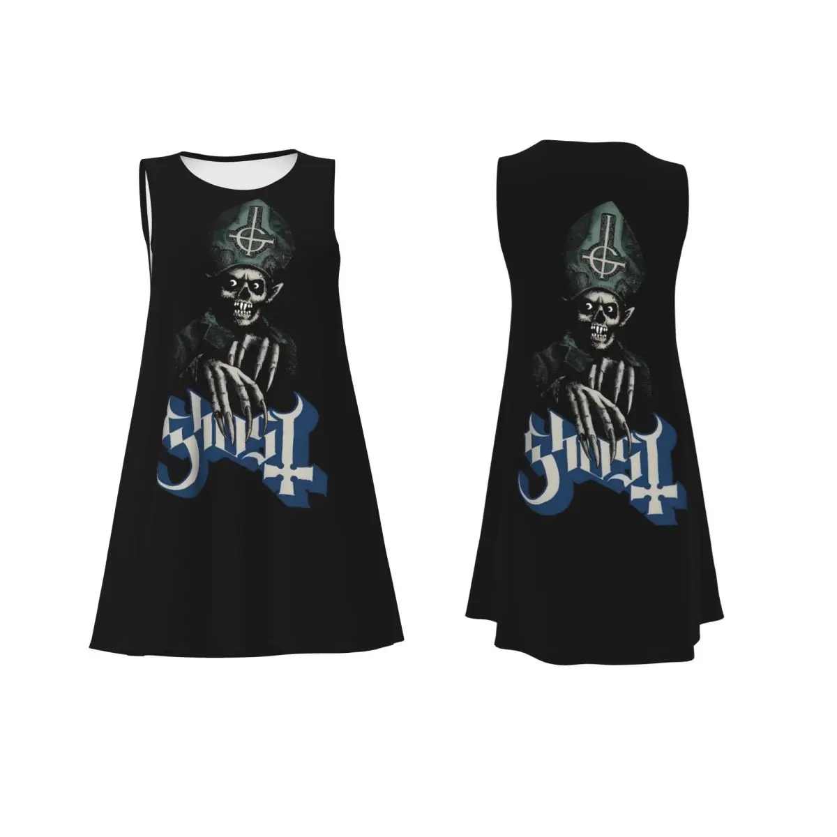 Benutzerdefinierte G-Ghosts Heavy Metal Band Rock Damen ärmelloses Kleid für Strandreisen Strand lässig ärmelloses beliebtes Kleid