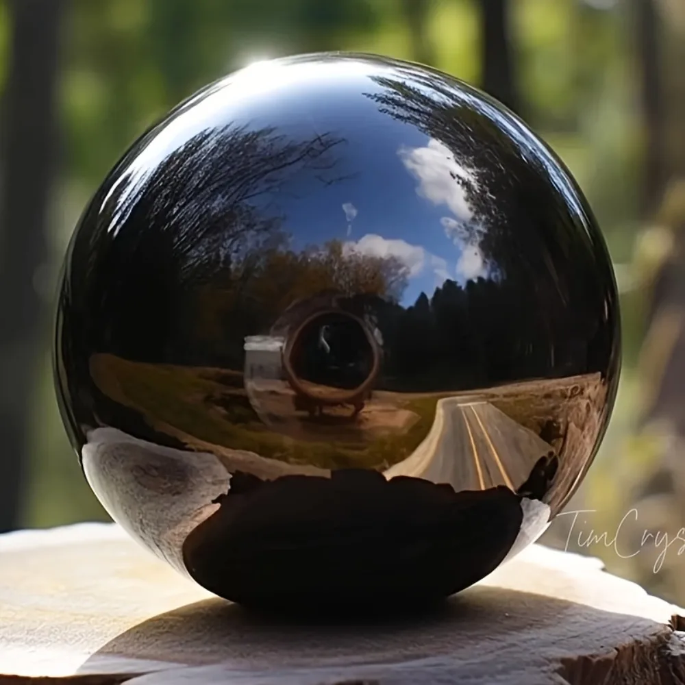 Natural Black Obsidian Sphere Black Obsidian Ball for Fengshui Meditation Crystal Healing Divination Sphere Home Decoration