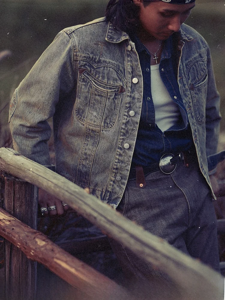 جاكيت دينيم قصير مغسول بتصميم غربي، لون طيني، نحيف، إصدار قياسي، معطف للخريف والشتاء #1