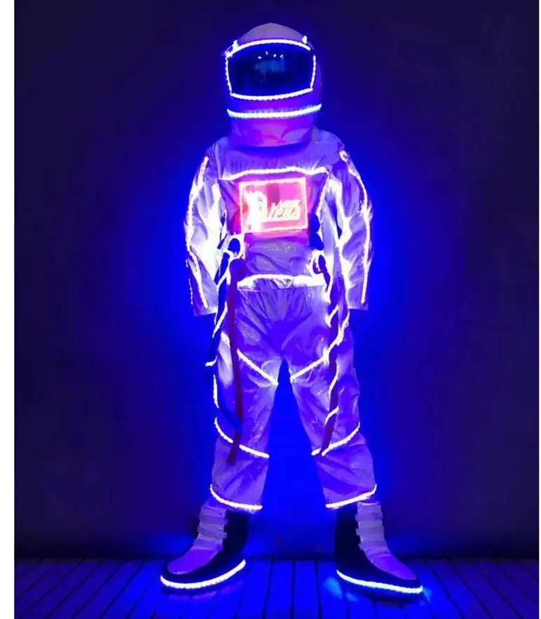 LED Suits 2025 Dance Robot Astronaut Costume Luminous Glow for Stage Party Club Rave Cosplay - Glow-in-the-Dark Suit