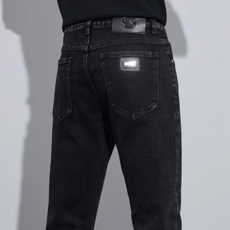 

Autumn Men's Jeans Skinny Solid Denim Pants New Black Washed Male Jeans Fashion Business Casual Baggy Soft Cozy Trousers Male
