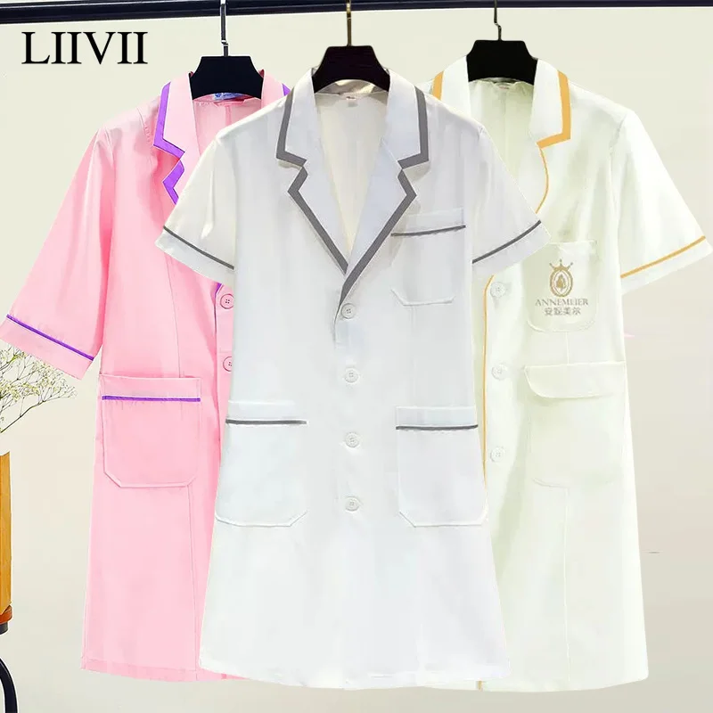 Oversized Jacket Beautician Beauty Salon Short Dress Nurse Spa Workwear Doctor Uniform Scrub Top Clinic Lab Coat