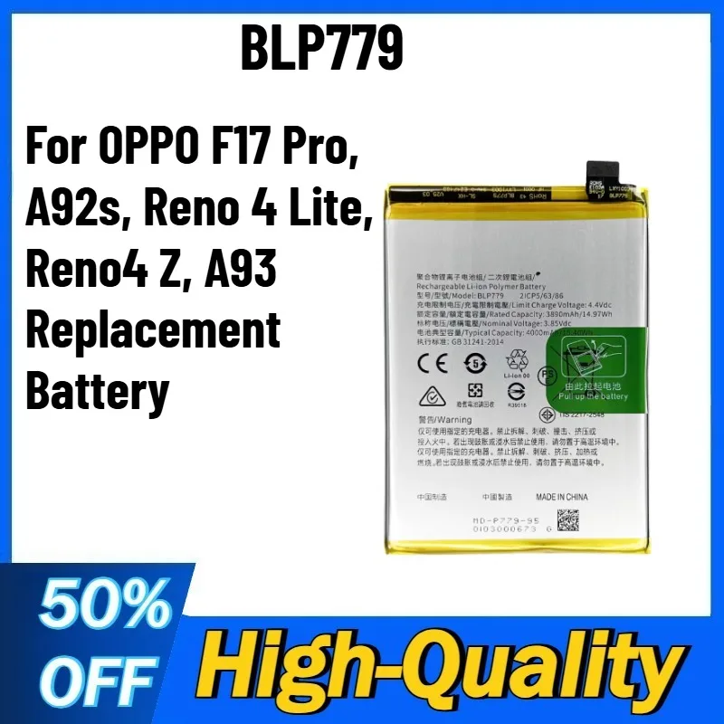 

High - Quality BLP779 4000mAh Lithium Battery for OPPO F17 Pro, A92s, Reno 4 Lite, Reno4 Z, A93 Replacement Battery
