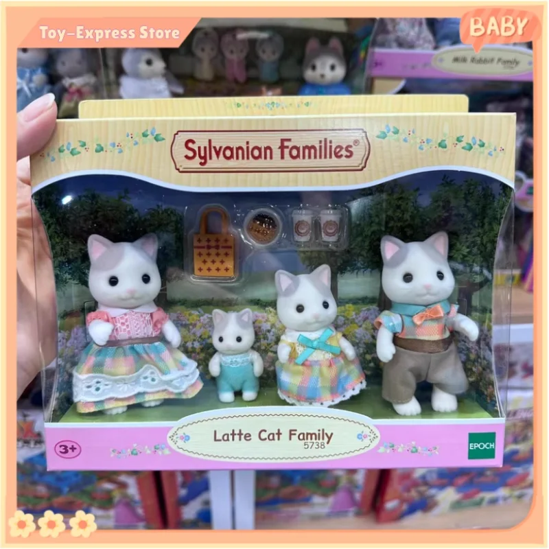 Sylvanian Families Calico Critters Ragazze Giocattoli per bambini Figure anime in miniatura Bambole Giocattoli per bambini Regalo di compleanno Famiglia di gatti latte