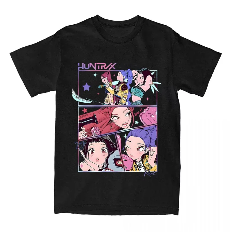 

Kpop Demon Hunters Huntrix футболка для девочек с коротким рукавом хлопковая модная футболка с рисунком повседневная хлопковая свободная женская футболка уличная одежда