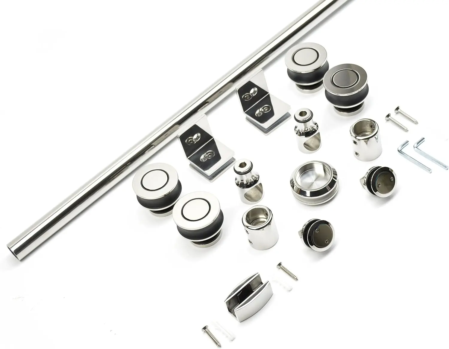 Diyhd 5ft 6,6 ft rahmenlose Glas dusch tür Hardware Schiebe schiene Duschraum Kit,Chrom