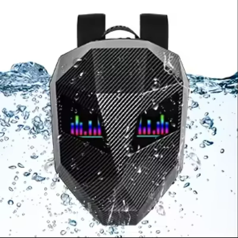 Carbon Fibre Updaged Knight Led DIY Backpack Bag Eyes Display With Screen Outdoor Cycling For Men Motorcycle Biker Riding Gifts