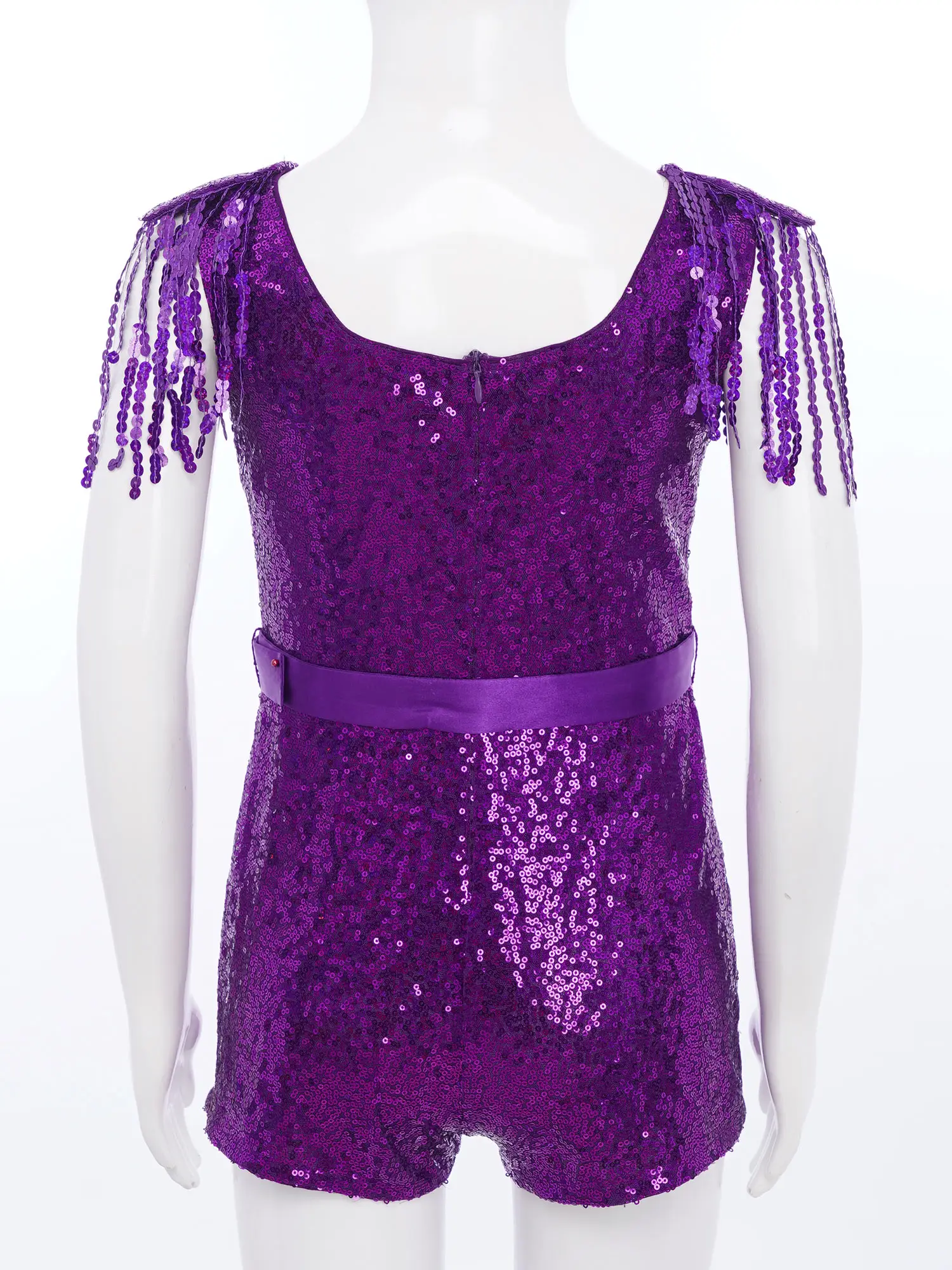 Children Sparkly Disco Jazz Dance Costume Kids Girls Unitards Tulle Skirted Leotard Unitard Streetwear Sequins Dressy Jumpsuit